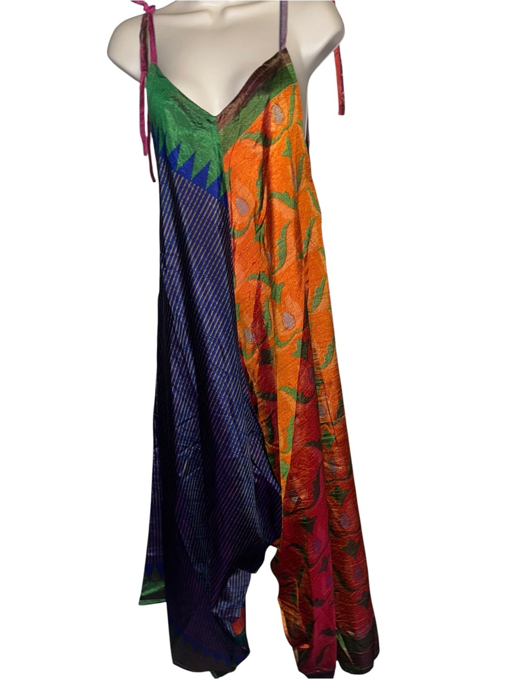 Jaded Gypsy Free Size Wide-Leg Colorblock Jumpsuit in Green, Blue & Orange - Picture 3 of 8